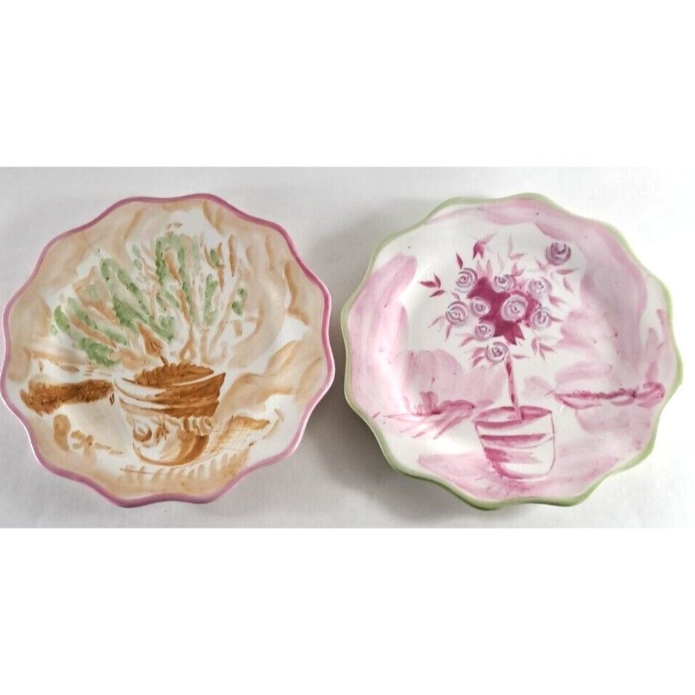 Zrike Michal Sparks Ivys Garden Salad Plates Set Of 2 Scalloped Edge Pastel